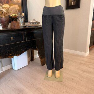 WEARABLES Dk.Gray in color Linen Blend Big Leg Pants w/ External Pockets
